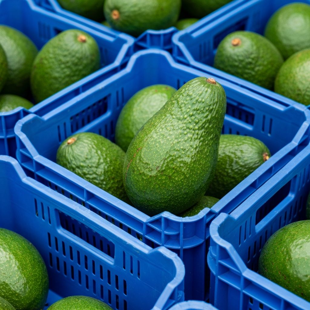 Avocados in crates